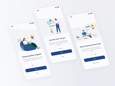 Onboarding Screens for learning Dutch design illustration logo ui uidesign ux ux ui ux design uxdesign uxui