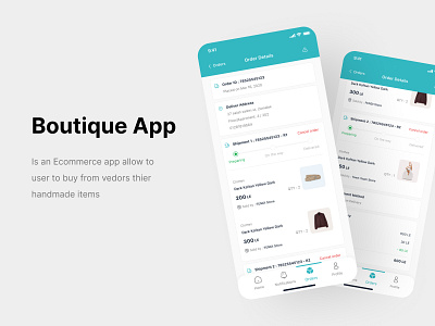 Order Details UI Screens of Boutique App design illustration logo ui uidesign ux ux ui ux design uxdesign uxui