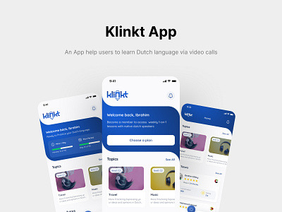 Home UI Screens of Klinkt App