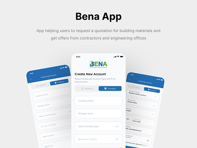 New Account Screen Bena App