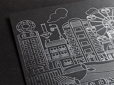 Silver Stamping Logo Mockup city doodle