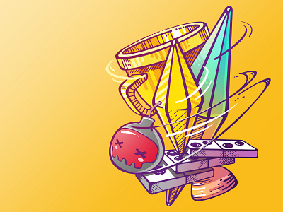 Illustration for domino smash game app art branding design illustration