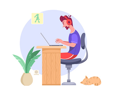 Work from home during quarantine animation branding flat flatdesign flatillustration icon illustrator ui web web design work workfromhome