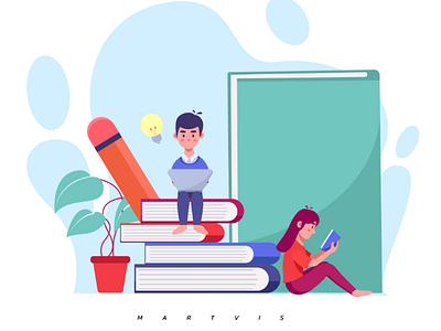 Get knowledge from anything ( flat illustrations) character cute character design dribble fla illustration flat flat design illustrations martvis