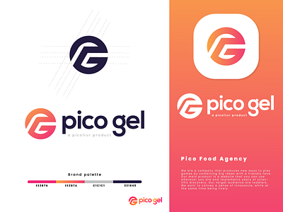 Pico Gel Logo Design abstract logo animation brading esportslogo food food and drink gradient logo graphic design logo design logo design branding monogram logo
