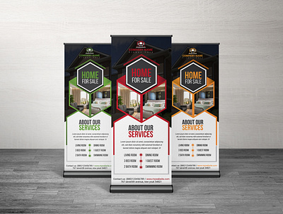 Real State Roll up banner desing template advert advertisement banner design branding bundle template business conference business event signage conference print template bundle logo ui