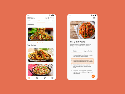 Cooking instructions app. adobe app appdesign appdesigner cooking cooking app cooking logo figma product design toprated uiux