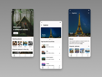 Travel app adobe app app design discover figma location restaurant tourism travel travel app uidesign uiux