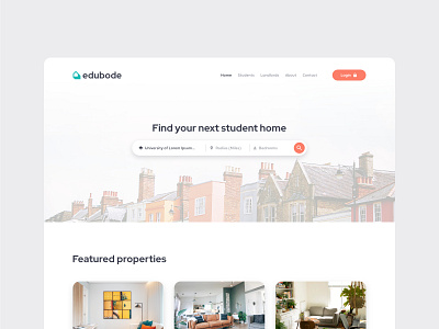 edubode | Landing Page accommodation landing landing page property real estate student ui ux web web design website