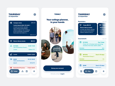 Termly - College Planner and Schedule App android app college education ios mobile planner schedule timetable ui university ux