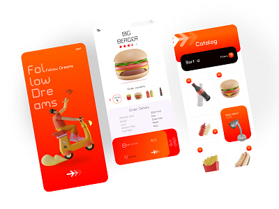concept ui/ux for Food Delivery App 3d 3d design app concept food graphic design pattern studioobam trend ui ux vali valimohebbi web