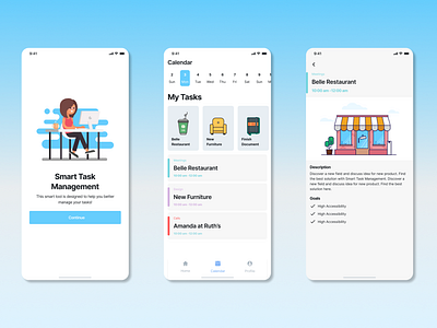 Smart Task Management App - Mobile UI app design illustration mobile