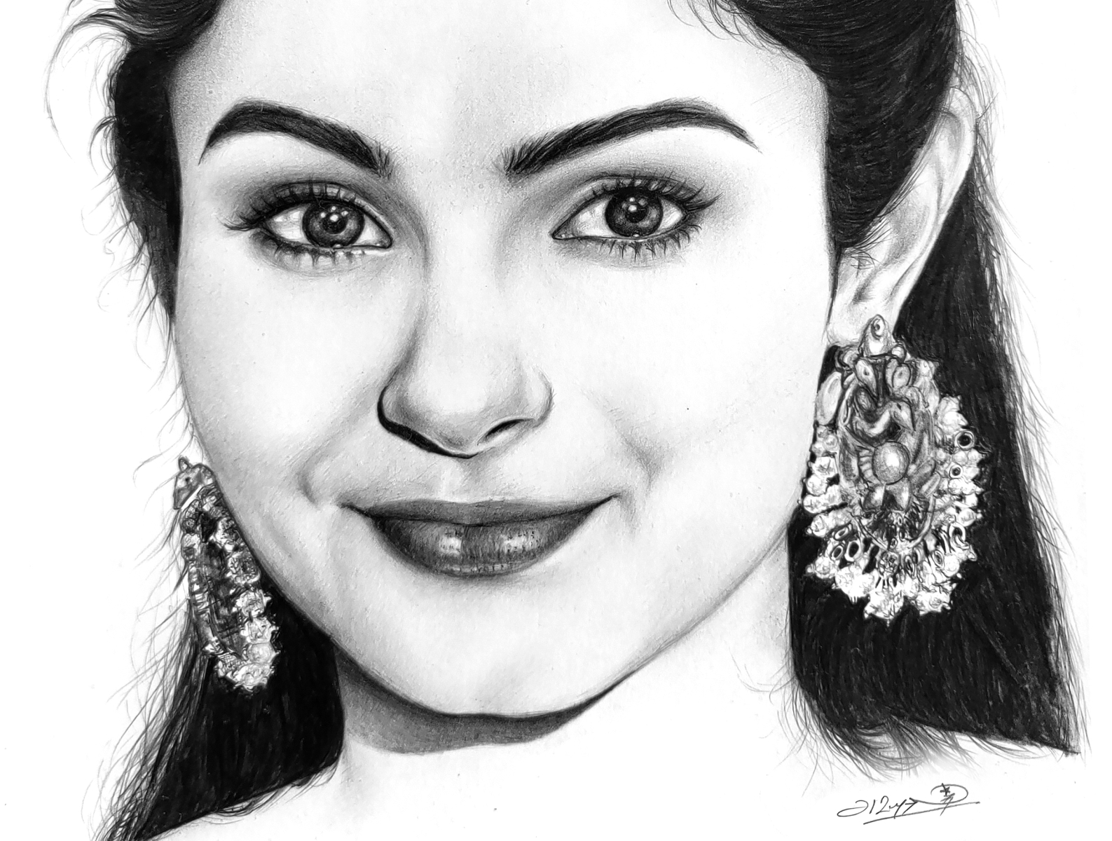 My new drawing, hope my redditors love this! (FYI: This is a portrait of an Indian  actress Deepika Padukone) : r/drawing