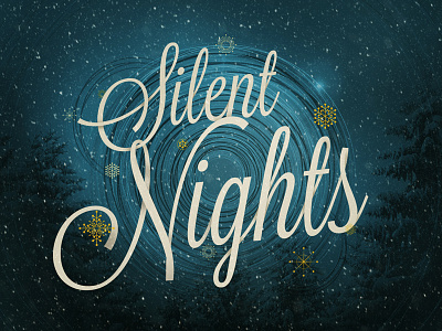 Silent Nights blue christmas night silent snow snowflake stars.