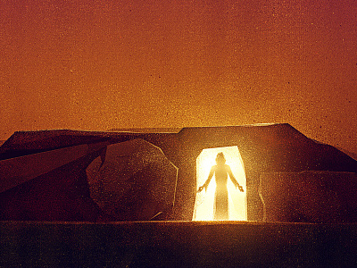 Conquered The Grave easter illustration texture tomb
