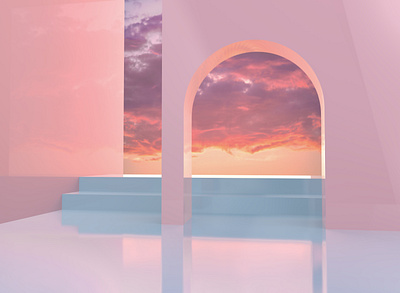 Sunset 3d beautiful blender cinema4d design dream fairy graphic design heaven illustration sky sunset
