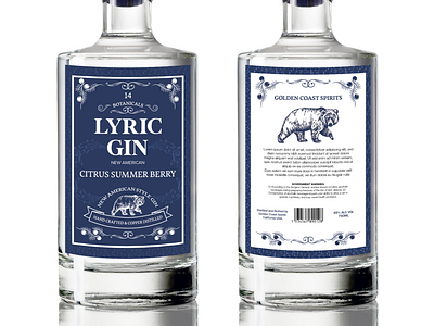 Lyric gin label design detailed illustration label