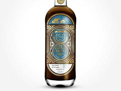 Coffe liqueur label bottle design detailed label liqueur