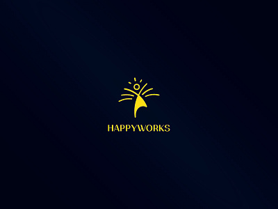 ( happyworks ) brand concept fireworks happy icon inspiration joy logo mariusfechete mark modern sun yellow