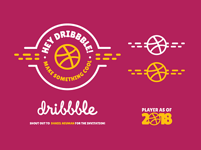 Hey Dribbble! badge brand color custom design design identity palette print