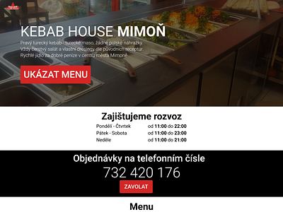 Kebab House Mimoň - Landing Page