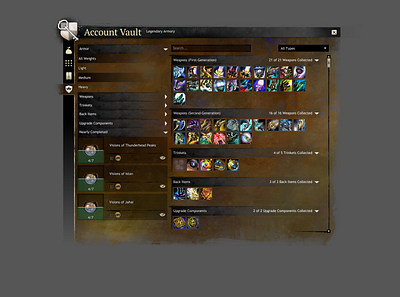 Guild Wars 2 - Legendary Armory (Mockup) arenanet design guild wars 2 gw2 ncsoft ui