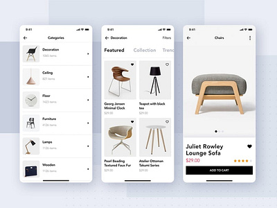 Furniture Shop Mobile App UI