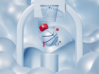 👋 Hello Dribbble! 3d ball basketball blender clouds debut digital dribbble game hello dribbble invite play