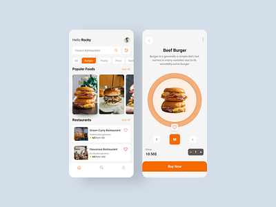 Restaurant App app branding burger app clean design flat food icon illustration minimal mobile app restaurant restaurant app restaurant branding typography ui vector