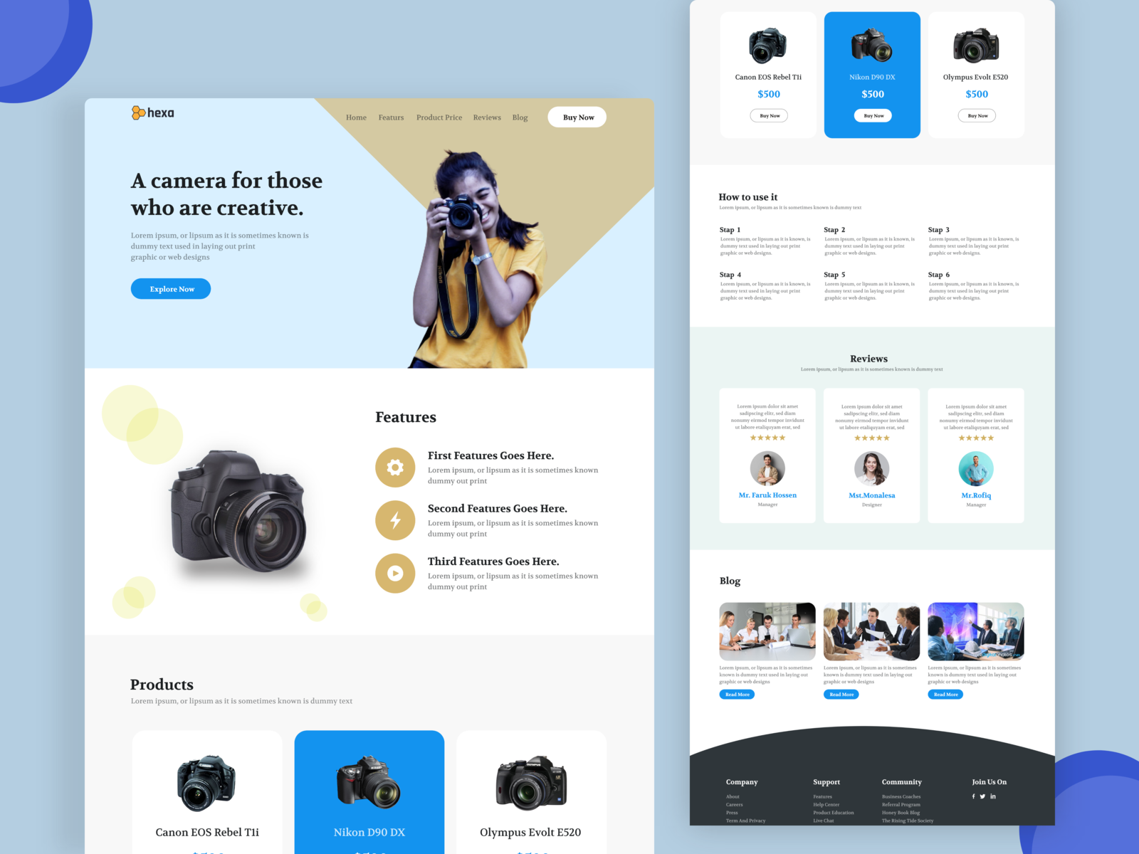 Single Product Landing page/Camera Landing page by Masum Billah on Dribbble