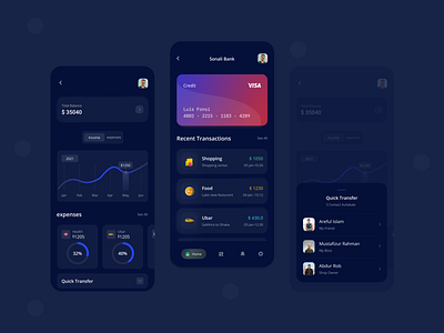 Finance Mobile App Design account app bank bank account app banking clean dark dark app design finances financial financial app fintech mobile design money statistics uiux uiux design wallet