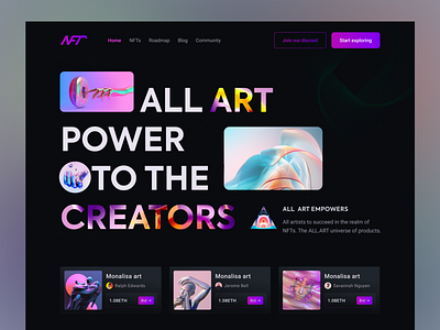 NFT Landing page Header Exploration