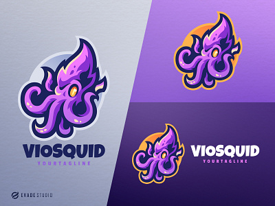VioSquid animal brand branding company design esport esportlogo general head illustration logo logoesport mascot squid tentacle vector