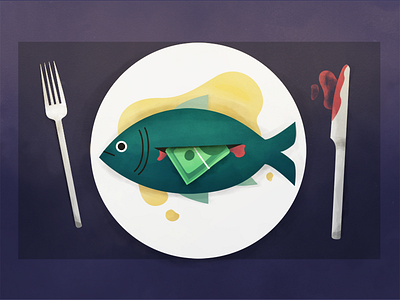 Undercut bribery cash dinner fish food kool meal money