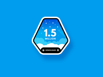 1.5 Million Downloads Sticker Design