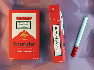 Social media cigarette packet (Youtube) 3d blender cigarette creative graphicdesign illustration inspiring lowpoly stylized