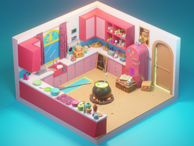 Kitchen of a witch🧙‍♀️ 3drenders art b3d blender creative eevee lowpoly vector witches