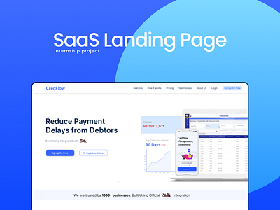 SaaS Landing Page blue fintech internship landing page design minimal opentointernship saas landing page uiux website design