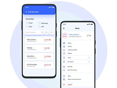 Reminder and Side Navigation Bar UI Design for Mobile App