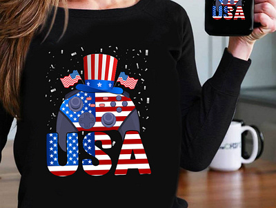 Controller 4th of July Gamer Video games USA American Flag 4th of july branding christmas fathers day graphic design independence day logo memorial day national holidays thanksgiving tshirt ui