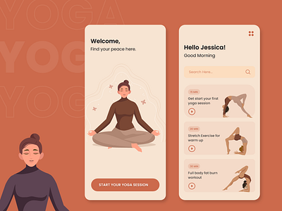 YOGA APP android app app design branding design icon illustration typography ui ux vector