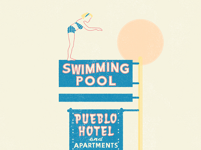 Pueblo Hotel arizona desert design graphics halftone illustration retro typography vector vintage