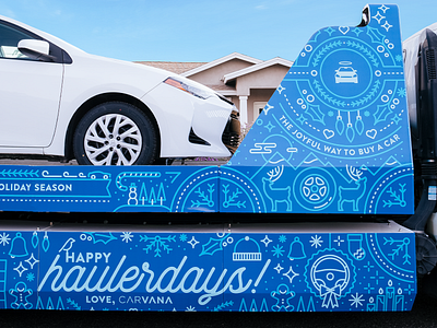 Carvana "Haulerdays" Campaign automotive bezier cars design holiday card holidays illustration monoline typography vector