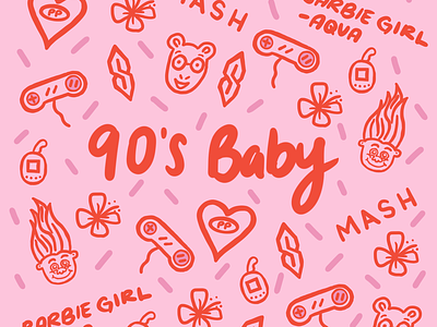 90’s Baby 90s aqua art arthur barbie girl design illustration nineties nintendo pollypocket procreate tamagotchi trolls weekly warm-up
