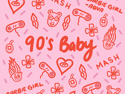90’s Baby 90s aqua art arthur barbie girl design illustration nineties nintendo pollypocket procreate tamagotchi trolls weekly warm up