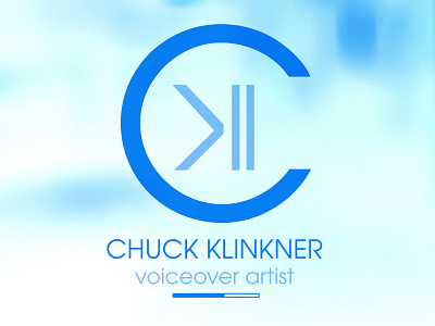 Voiceover Artist Logo blue button c initials k logo pause play sound voiceover volume