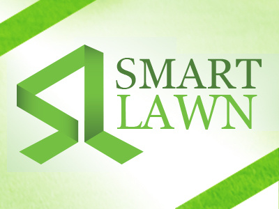 Smart Lawn Logo Concept duo gradient green lawn logo perspective stripe type typography