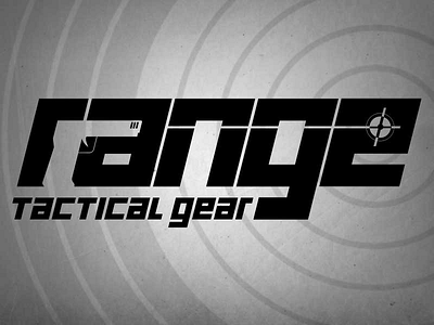 Range Tactical Gear Logo firearm gear gun icon kern logo negative rifle space target typography