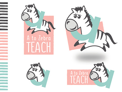 AtoZebra Teach Logo animal brand education fun icon id kids stripes teach type zebra