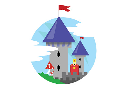 Amanita Kingdom castle crown fantasy flag flat game illustration king kingdom mushroom red tower